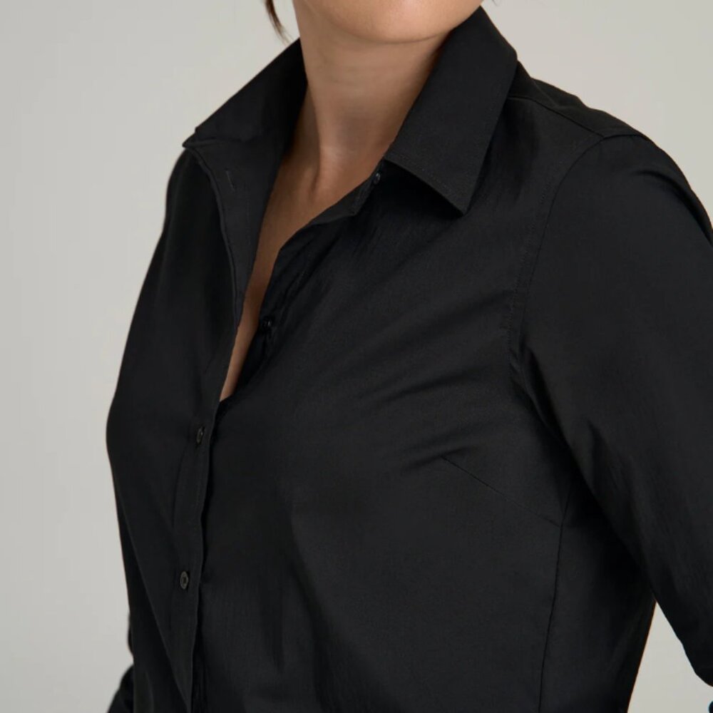 TALL Women's Black Button Up Dress Shirt